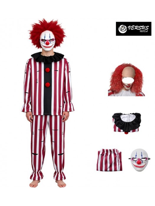 Costume Clown Pagliaccio Travestimento Halloween Cosplay Carnevale CLOWN06